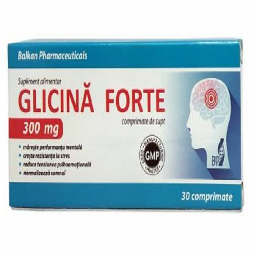 Glicina Forte 300 mg 30 comprimate Balkan Pharmaceuticals