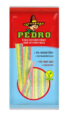 Bomboane gumate cu forma de panglica Tutti Frutii, 80g, Pedro