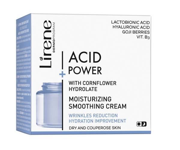 Crema hidratanta netezitoare zi/noapte piele uscata si cuperozica Acid Power, 50ml, Lirene