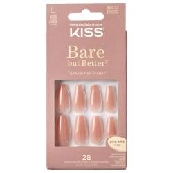 Unghii false Bare but Better Nude Glow Long Coffin, 28 de bucati, Kiss