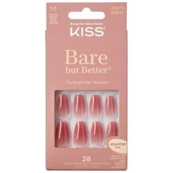 Unghii false Bare but Better Nude Medium Coffin, 28 bucati, Kiss