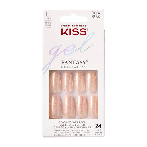 Unghii false Fantasy Glitter Rock Candy Long Coffin, 24 bucati, Kiss