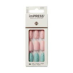 Unghii false imPress Dew Drop Medium Coffin, 30 bucati, Kiss