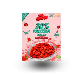 Cereale cu 30% proteina fara zahar low-carb gluten free si vegane Capsuni si Mar, 250g, Mr. Iron