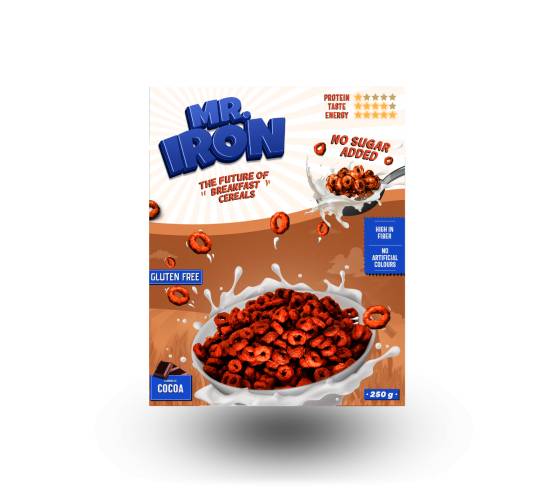 Cereale din ovaz fara zahar sau gluten Ciocolata inghetata, 250g, Mr. Iron