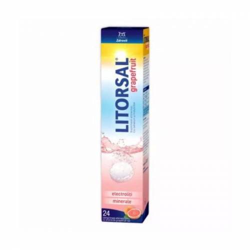 Litorsal electroliti cu aroma de grapefruit, 24 comprimate efervescente, Zdrovit