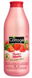 Gel de dus si lapte de baie cu extract de capsuni si menta, 750ml, Cottage