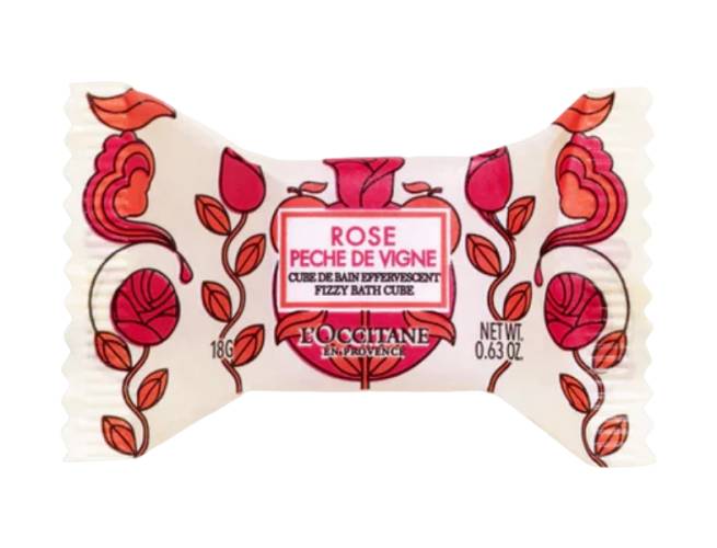 Cub efervescent pentru baie Rose & Peche De Vigne, 18g, L'Occitane