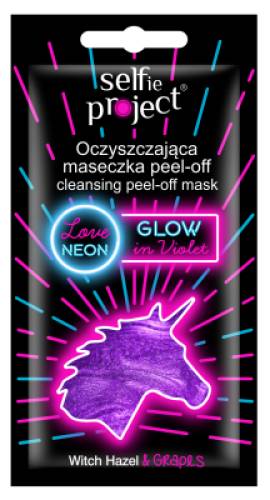 Masca exfolianta de curatare neon Unicorn Glow in Violet, 10ml, Selfie Project