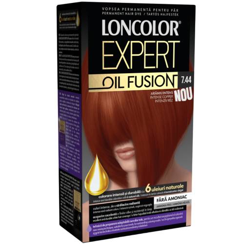Vopsea de par permanenta Expert Oil Fusion Nr 7.44, 115ml, Loncolor