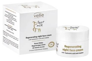 Crema regeneranta de noapte cu Acid Hialuronic Goat Milk, 50ml, Vellie