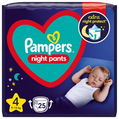 Scutece-chilotel de noapte Night Pants Marimea 4 pentru 9-15 kg, 25 bucati, Pampers