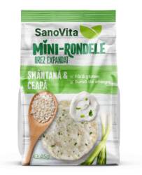 Mini rondele din orez cu smantana si ceapa, 45g, SanoVita