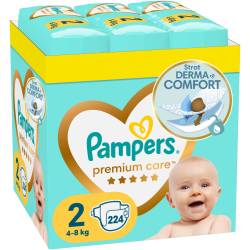 Scutece Premium Care XXL Marimea 2 pentru 4-8kg, 224 bucati, Pampers