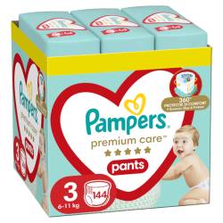 Scutece-chilotel Premium Care Pants XXL Box Marimea 3 pentru 6-11 kg, 144 bucati, Pampers