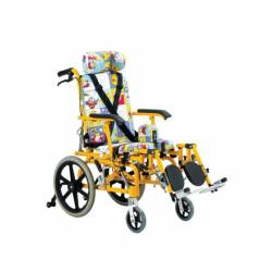 Scaun din aluminiu cu rotile pediatric, galben
