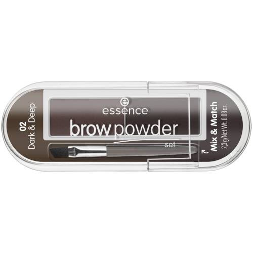 Set pentru sprancene brow powder 02 - dark & deep, 2.3g, Essence