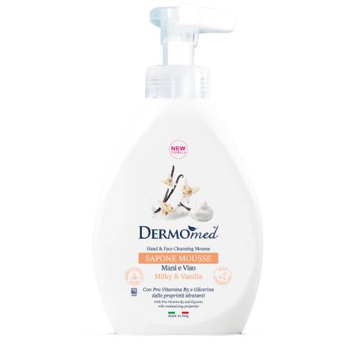 Sapun spuma pentru maini si fata Lapte si Vanilie, 500ml, Dermomed