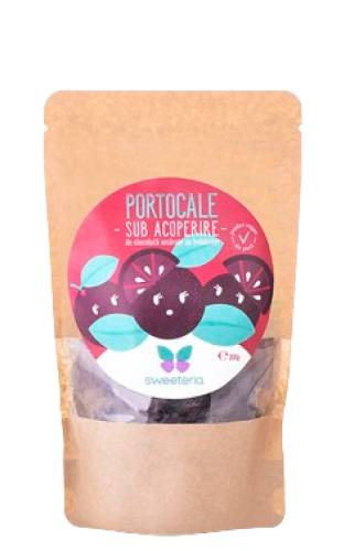 Portocale felii invelite in ciocolata amaruie cu indulcitor, 200g, Sweeteria