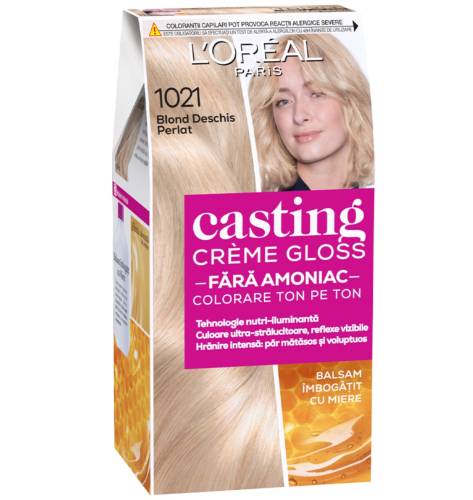 Vopsea de par semi-permanenta fara amoniac Casting Creme Gloss 1021 Blond Deschis, 180ml, L'Oreal Paris