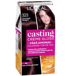 Vopsea de par semi-permanenta fara amoniac Casting Creme Gloss 323 Ciocolata Neagra, 180ml, L'Oreal Paris