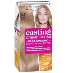 Vopsea de par semi-permanenta fara amoniac Casting Creme Gloss 801 Blond Satin, 180ml, L'Oreal Paris