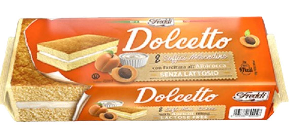 Cake-bar cu caise fara lactoza Dolcetto, 8x25g, Freddi Dolciaria