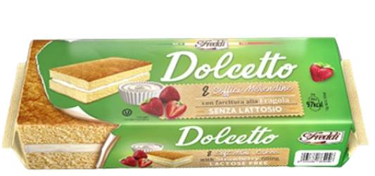 Cake-bar cu capsuni fara lactoza Dolcetto, 8x25g, Freddi Dolciaria