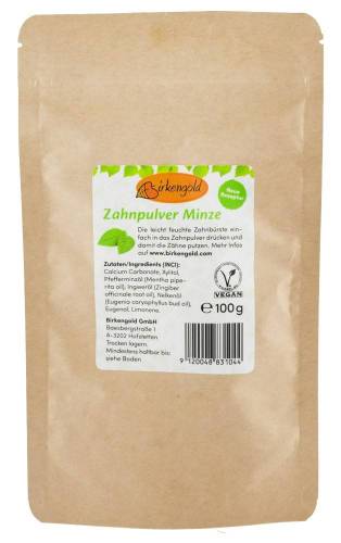 Pulbere pentru dantura cu xylitol, calciu si menta, 100 g, Birkengold