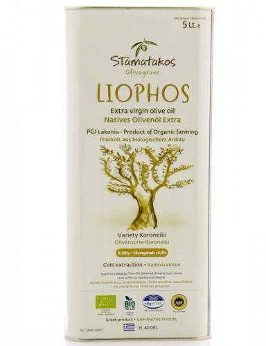 Ulei de masline extravirgin, Liophos, eco-bio 5 litri, Stamatakos