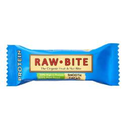 Baton proteic fara gluten, smooth cacao bio, 50 g, Raw Bite
