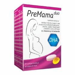 Complex de multivitamine PreMama Duo, 30 comprimate + 30 capsule moi, Alkaloid