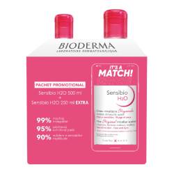 Pachet Apa micelara Sensibio H2O, 500 ml + 250 ml, Bioderma