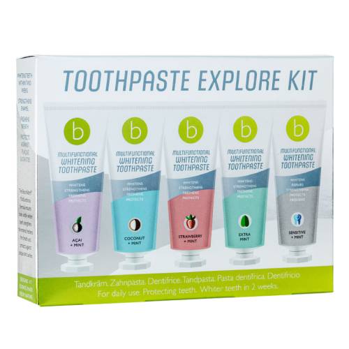 Explore Kit set pasta de dinti pentru albire, multifunctionala, 5 arome, 5*25ml, Beconfident