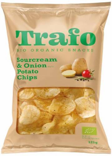 Chipsuri din cartofi cu ceapa si smantana, eco-bio, 125g Trafo