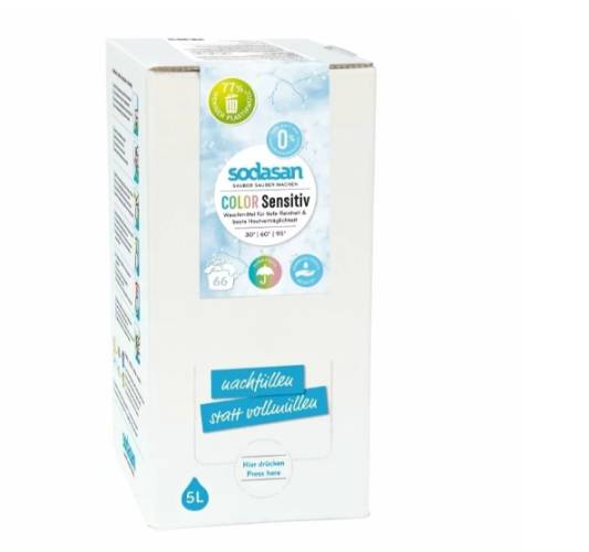 Detergent lichid rufe albe si color Sensitiv Hipoalergen, eco-bio, 5 L, Sodasan