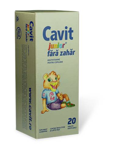 Cavit Junior Fara Zahar 20 tablete masticabile
